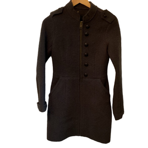 Diesel Dark Army Green Military Coat, 100% Wool